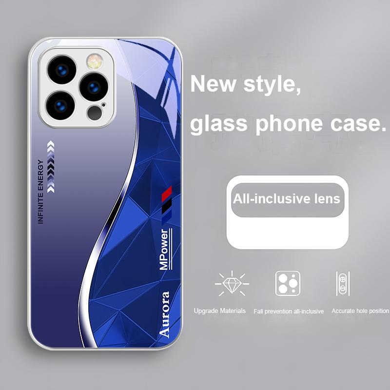 Geometric Element Black For IPhone 16 Plus 15 14 13 12 Mini 11 Pro Max X XS XR 7 8 Plus 2022 Tempered Glass Phone Case