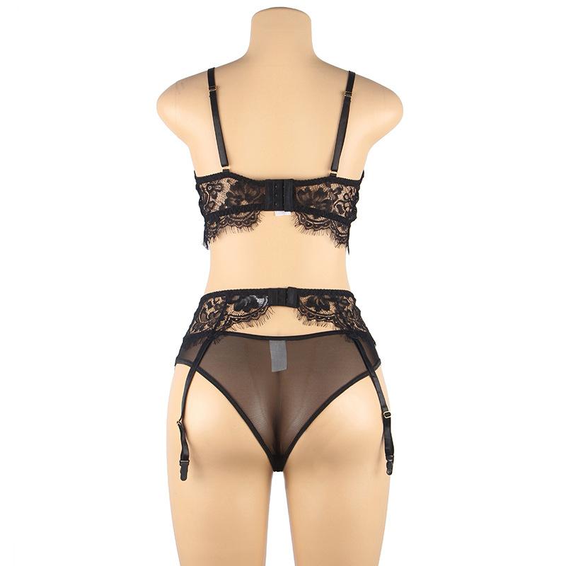 Large Size Fat MM Sex Garter Belt Black Sexy Mesh Lace Pattern