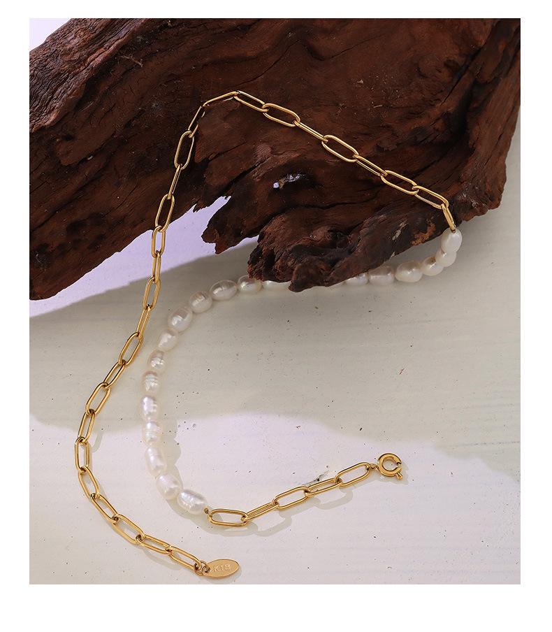 18K Gold-Plated Titanium Necklace with Freshwater Pearl Splice