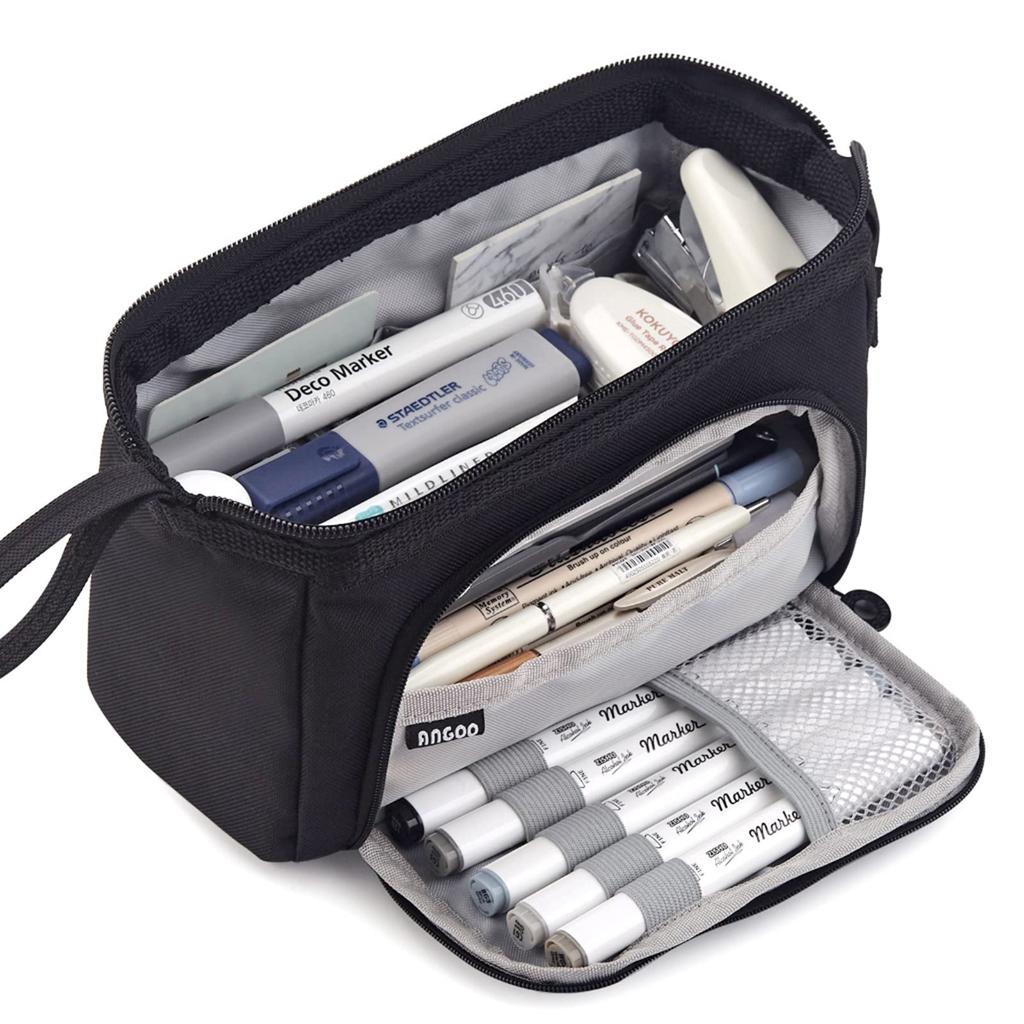 Extra-large Multi-purpose Pencil Case Durable Polyester Spacious Organizer For School Supplies & Makeup Portable Design Forteens
