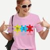 TShirt for Women Autism Puzzle Piece Tshirt Y2k Graphic Autism Awareness Print Tops Short Sleeve Tee Casual Harajuku Streetwear