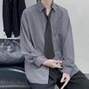 Camicia da Uomo Primavera Autunno Collo a Revers Vestibilità Larga Stile Giapponese Retrò Monopetto
