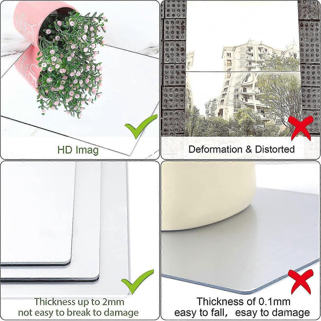 4 Pack Self Adhesive Mirror ,2mm Thick Acrylic Stick On Wall ,removable Mirror Stickers For Home Decoration