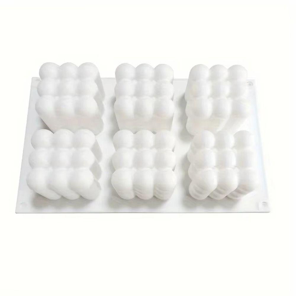 6 Cavity Silicone Candle Mold Large Bubble Ball Baking Molds 3D Bubble Cube Mold  Chocolate Making