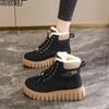 High-top Shoes Women's  Winter New Fleece Warm and Versatile Student Big Cotton Shoes Muffin Casual Defense