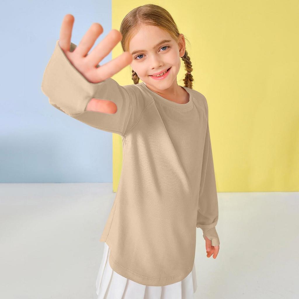 Long Sleeve Shirts Tunic Tops Tees Teens Kids Loose Fashion Sweatshirt T-Shirt