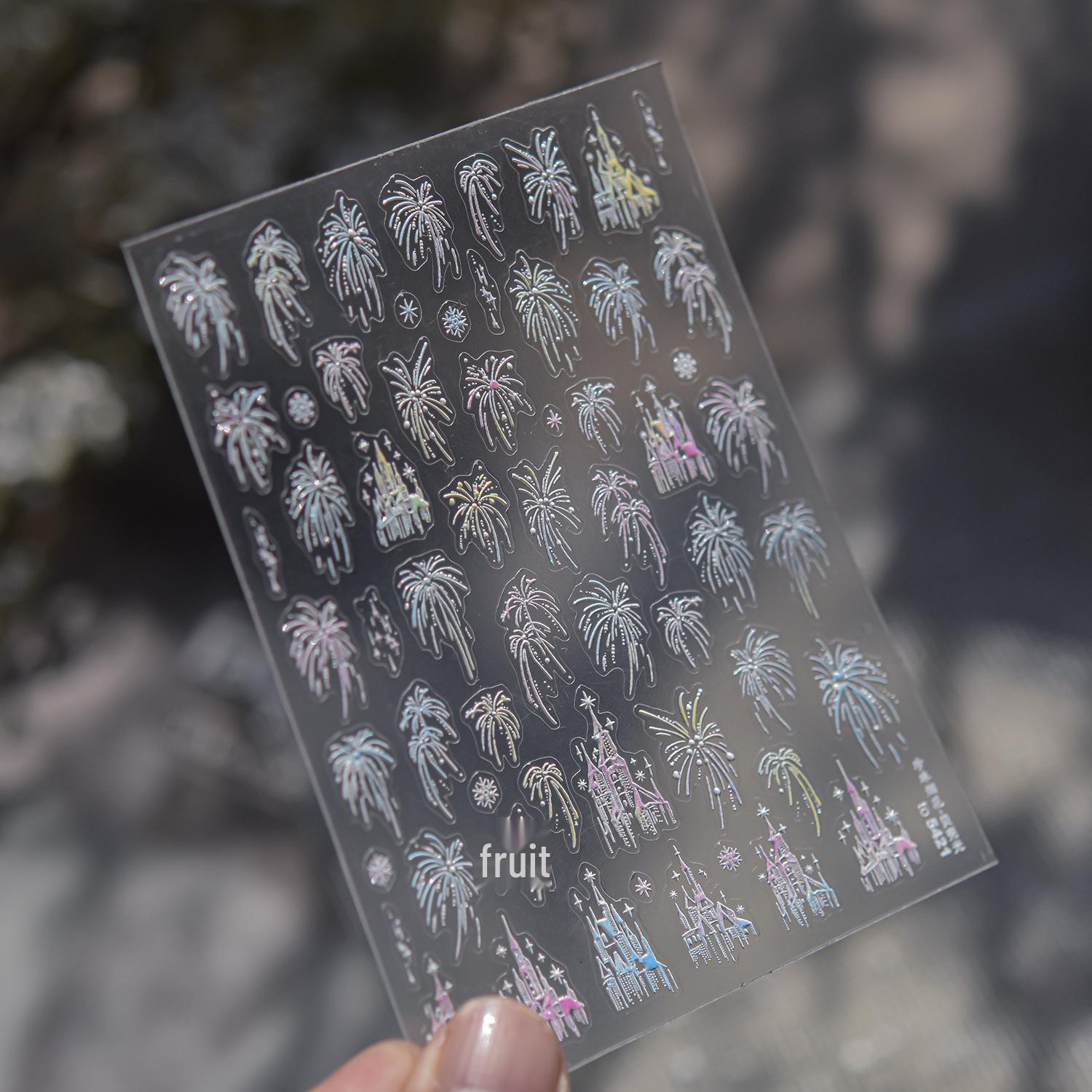 Tomoni Завораживающие Жемчужные Фейерверк Наклейки для Ногтей Высокого Качества с Тиснением