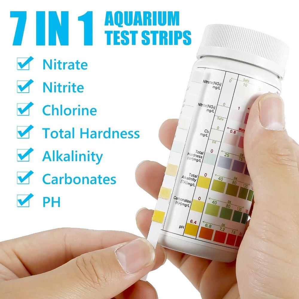 100Pcs 7 in 1 Aquarium Test Strips Multi-function Easy To Use Water Quality Test Strips Fish Tank Test Kit