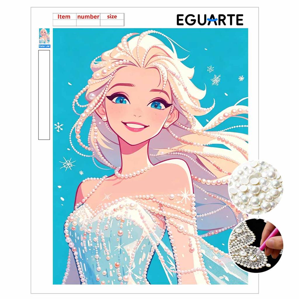 Disney Pearl Painting Princess Elsa DIY Pearl Art Painting Pearl Gem Painting Pictures Crafts Special Shape Home Wall Decoration