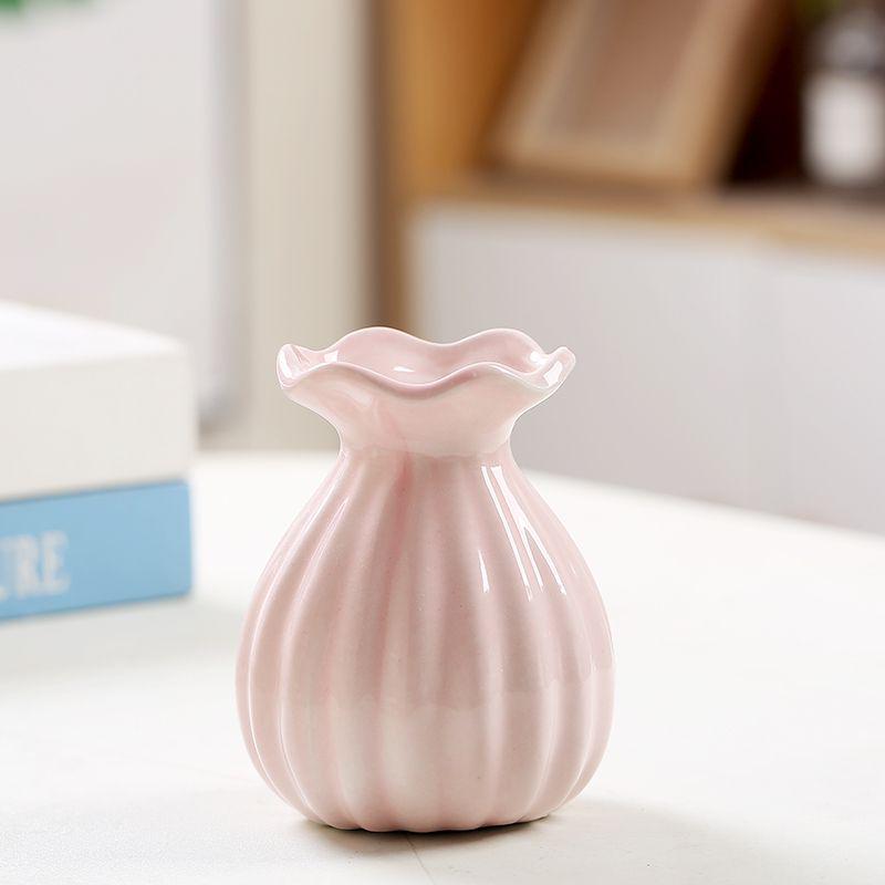 Modern Ins Style Lace Mini Ceramic Vase for Living Room Decor