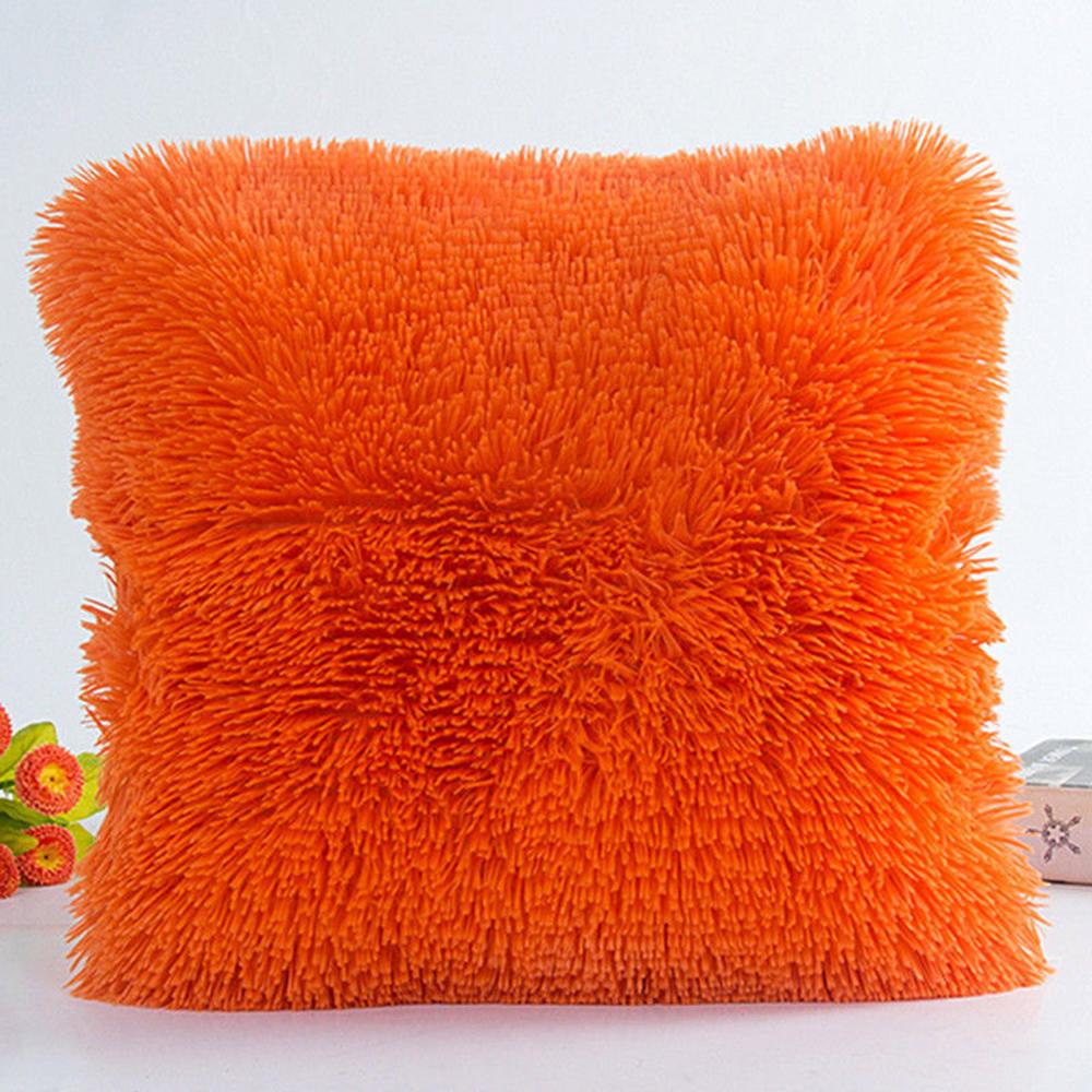 red furry pillows