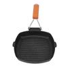 Pfanne Outdoor Haushalt Klappbar Buchenholzgriff Energiesparend Antihaft Streifen Steak Spezialpfanne Grillpfanne