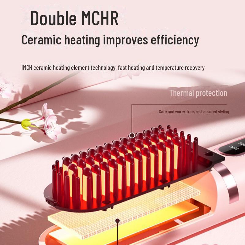 Portable Dual-Use Wireless Hair Straightener Comb with Ionic Technology