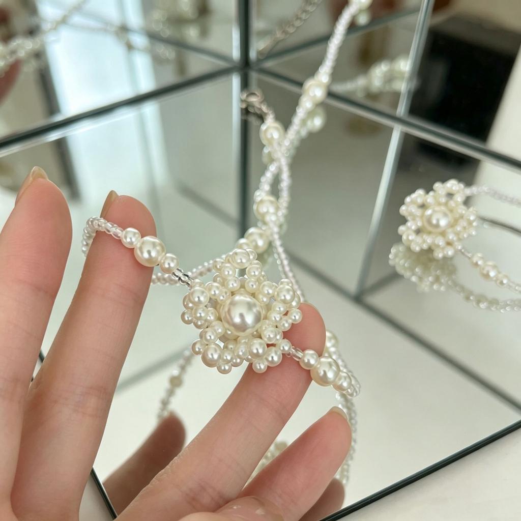 2026 Trendy Vintage Pearl Flower Bead Choker Necklace For Women Wedding Party Daily Charm Neck Jewelry Accessories Birthday Gift