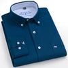 Men's Solid Oxford Long Sleeve Dress Shirts Patch Chest Pocket Regular Fit Spring Fall Smart Casual Button Down Shirts