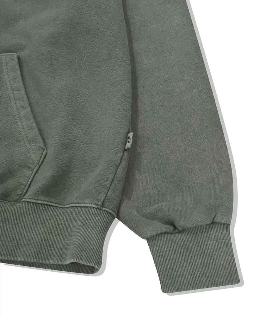 Escapefrom Flare Sun Logo Print Two-Way Pigment Zip-Up Hoodie Khaki