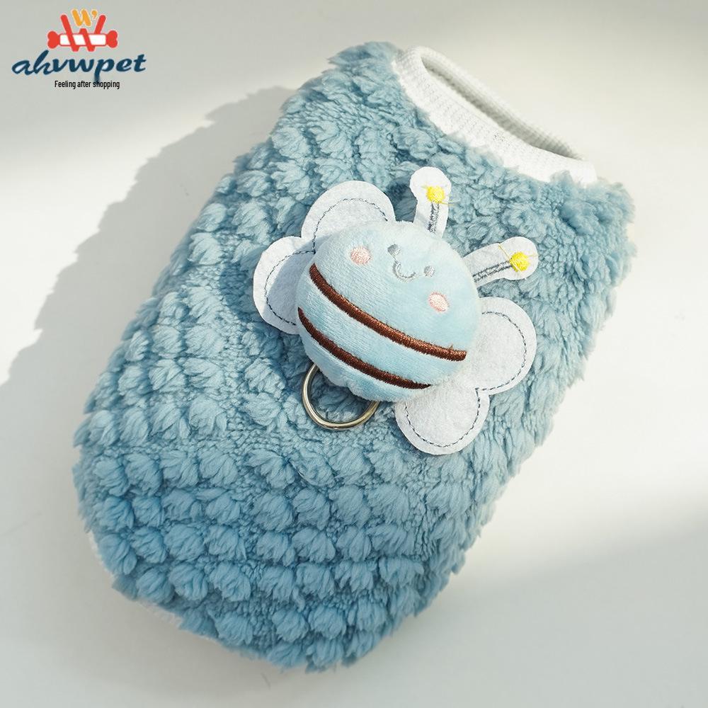 Cozy Cartoon Puppy Flannel Cat & Dog Vest - Warm Teacup Doggy Clothes for Small Pets