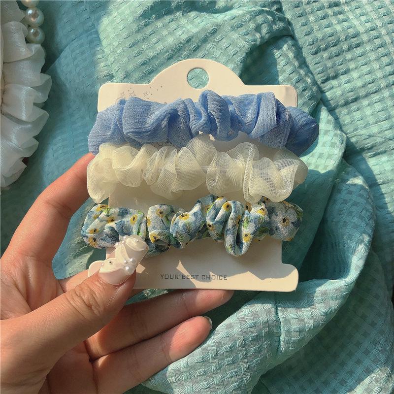 Spring Colors: 3-Pack Floral Hair Band Set - Fresh Blue & Pink Hair Accessories