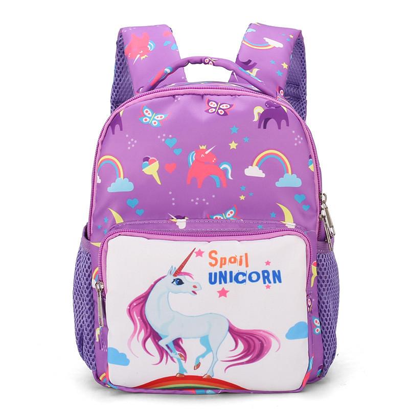 Unicorn Cartoon Printed Backpack Nylon Construction Suitable For Children Daily