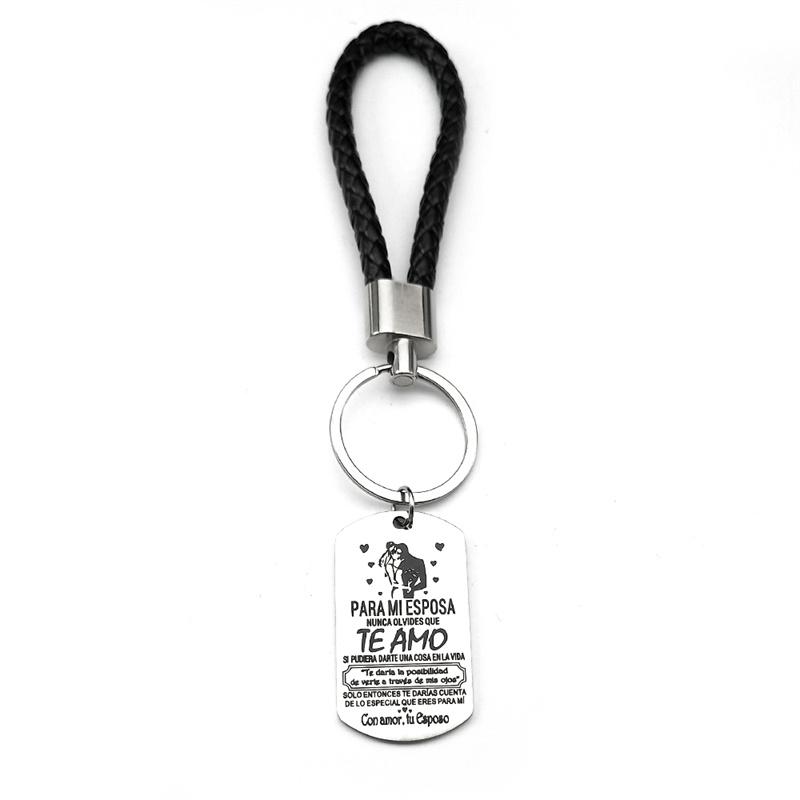 Husband Wife Love Keyholder For Women Men Stainless Steel Silver Color Couple Trend Bag Hanging Key Chain Jewelry Gifts