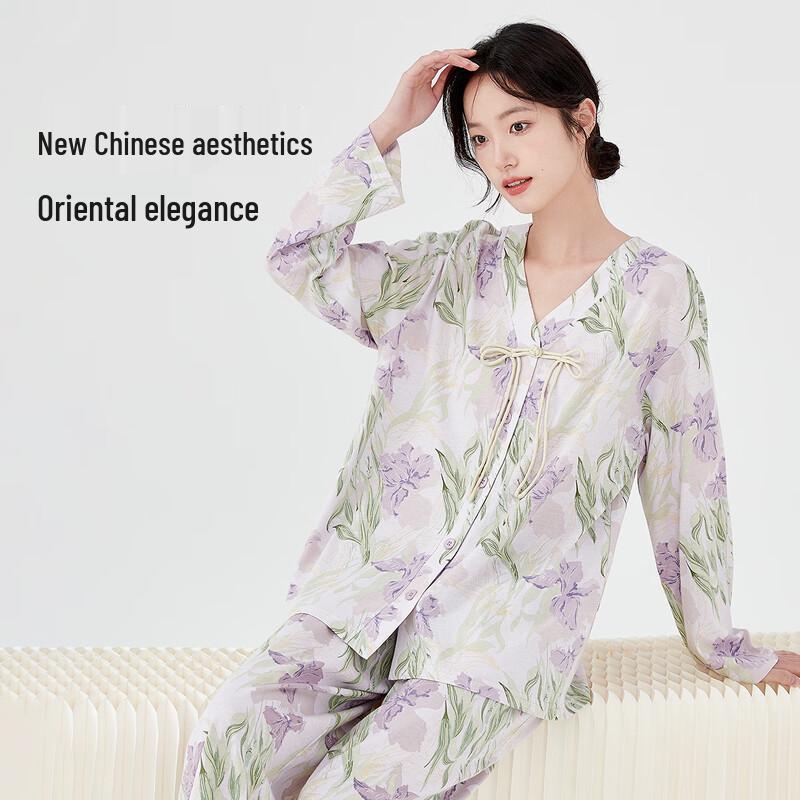 Women s Pure Cotton V-Neck Wearable Pajama Set 170