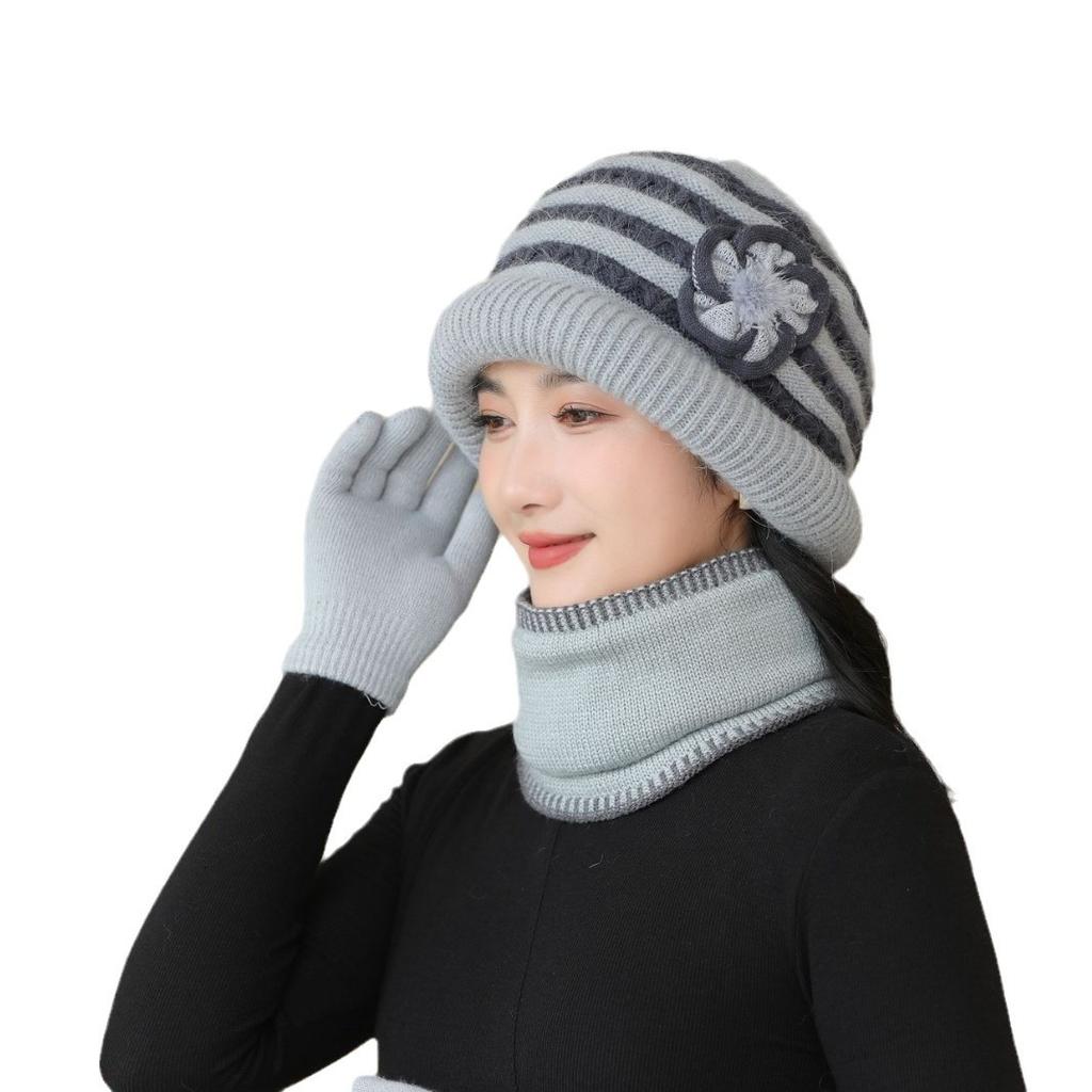 Mom Hat Girl Winter People Autumn and Winter Old Man Grandma Fashionable Old Lady Warm Knitted Wool Hat