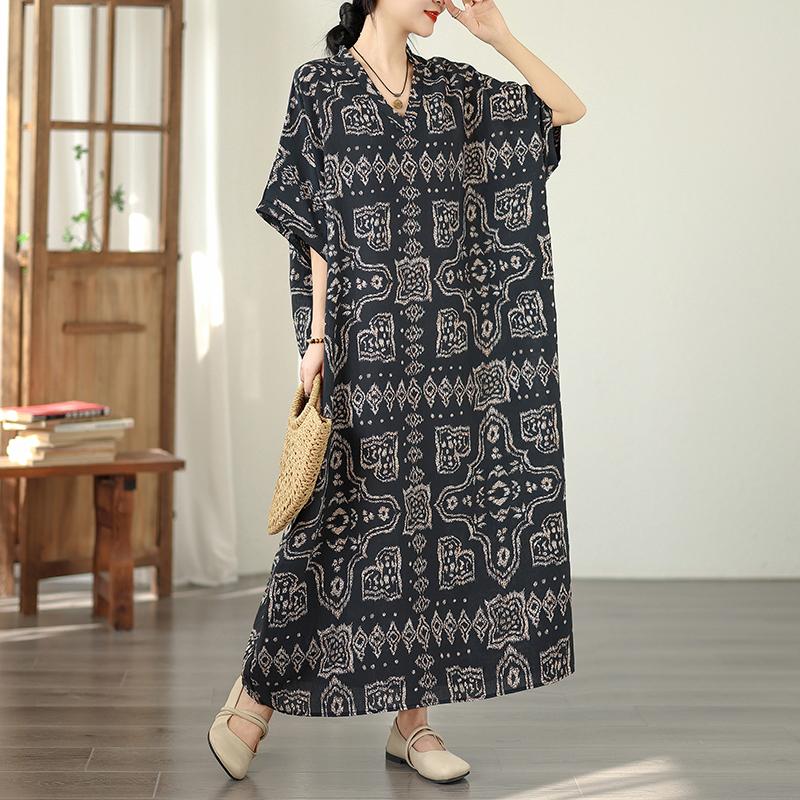DIMANAF New Women Plus Size Spring Summer Beach Vintage Lady Long Dress Loose Oversize Maxi Floral Print 2026
