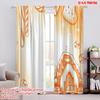 2pcs,2D Plane Printing Curtain Popular Christmas Candy Gingerbread House (4) Durable Polyester (without Rod) Decorations Inside