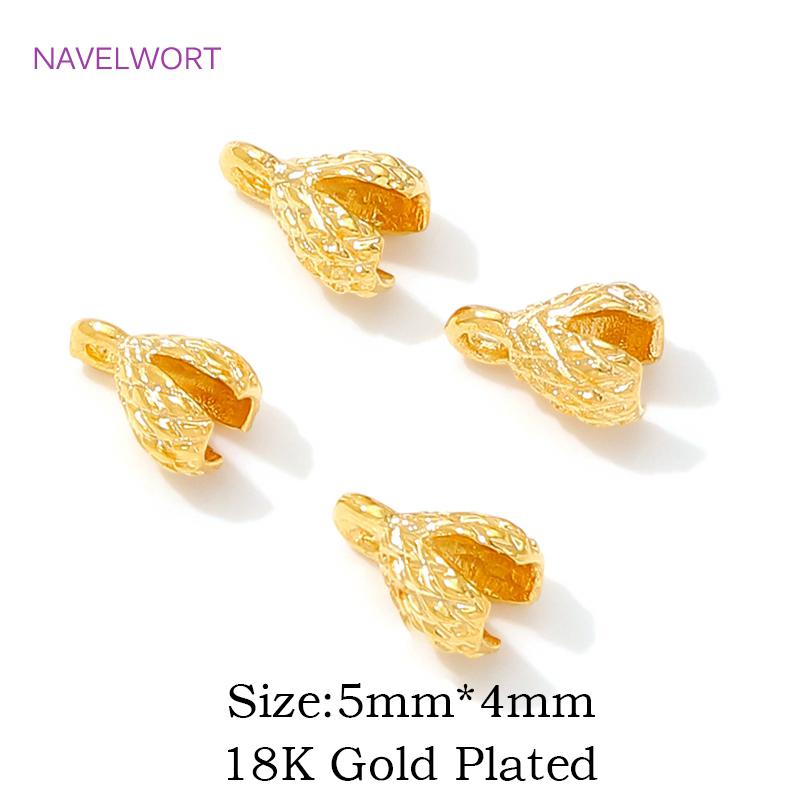 

Латунные обжимные бусины 4/5 мм, Позолоченные 18K, Наконечники-ракушки, Обжимные наконечники, Заглушки для украшений, Аксессуары для браслетов DIY 10 Pieces