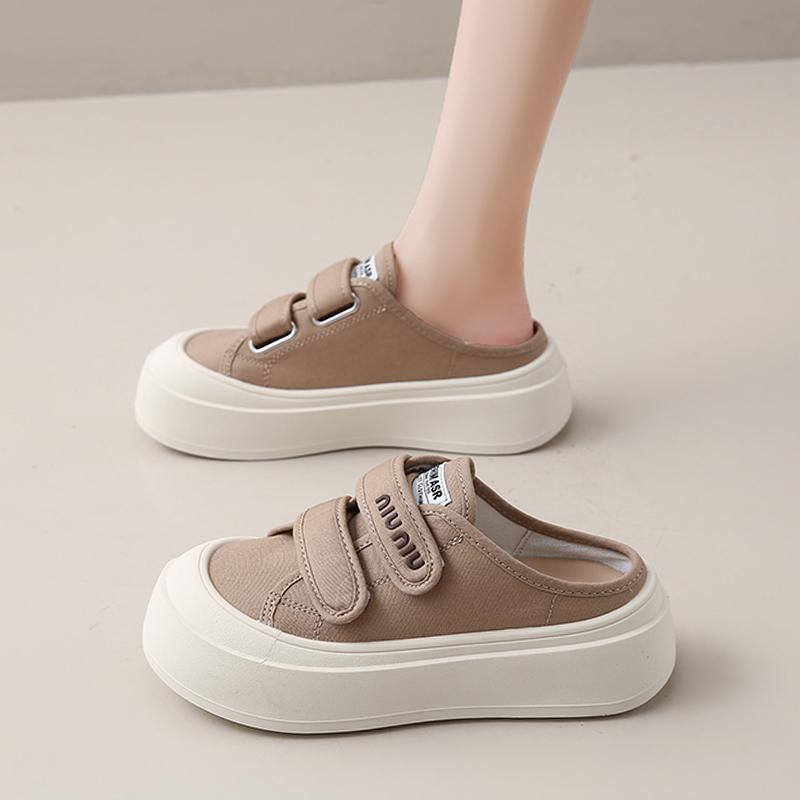 

Модные холщовые мюли CRLAYDK Fashion для женщин, слипоны, повседневные лоферы на платформе, туфли без задника, удобные для ходьбы, уличные шлепанцы 35