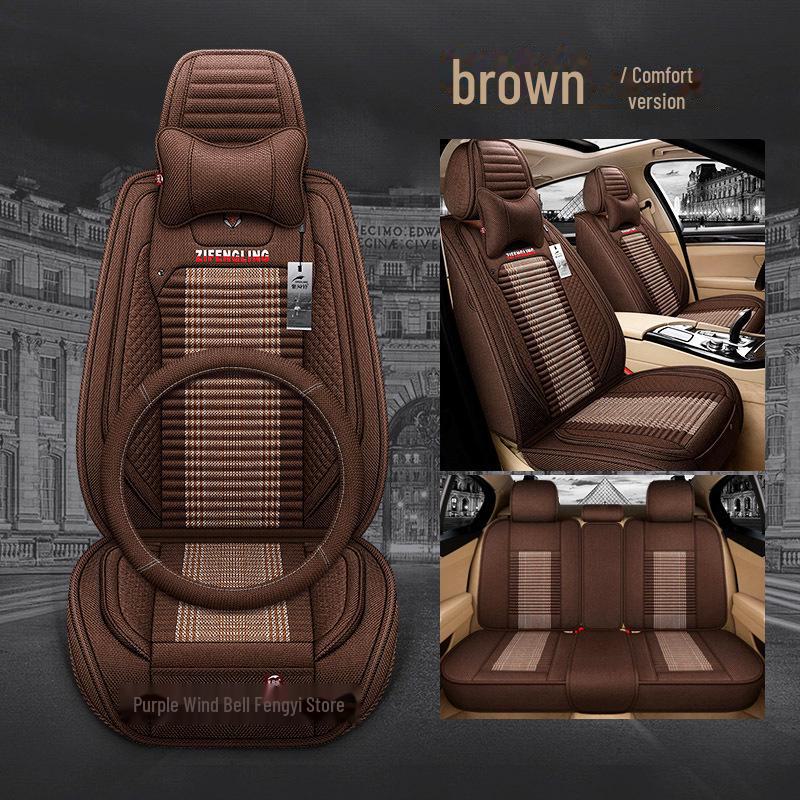 Purple Wind Bell Linen Seat Cover for 5 Series 530Le - Light Blue Geometry A Star Design