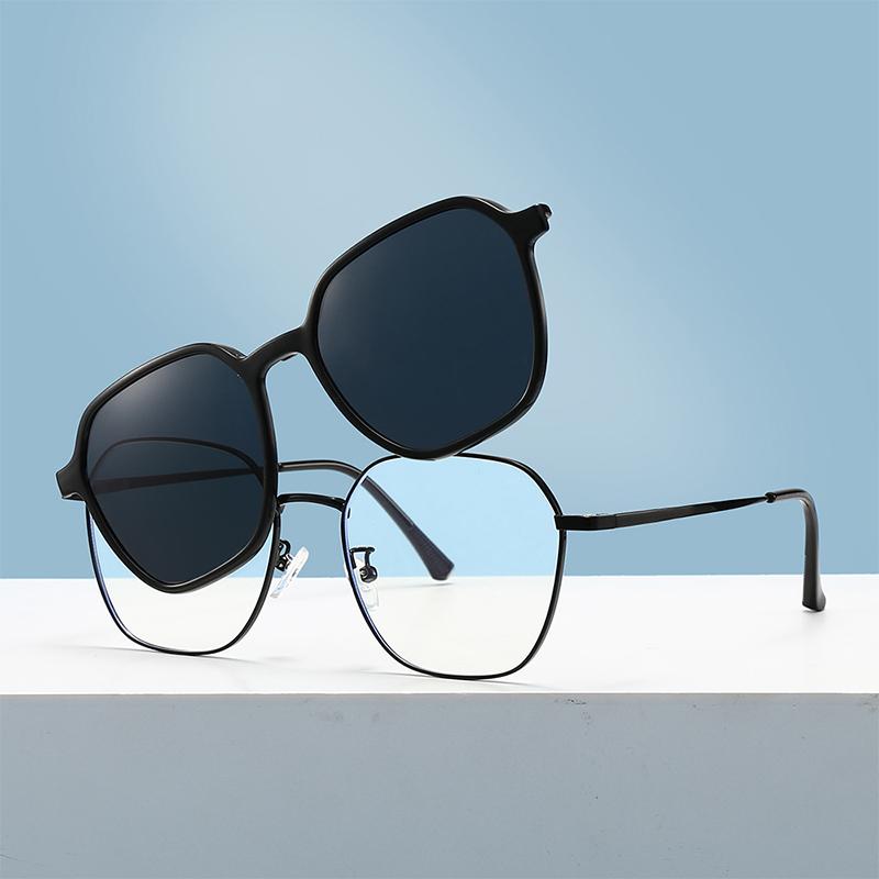 Vintage Square Sunglasses Set with 2 Replaceable Lenses Women Fashion Polarized Shades Trendy Design Outdoor Sun Glasses