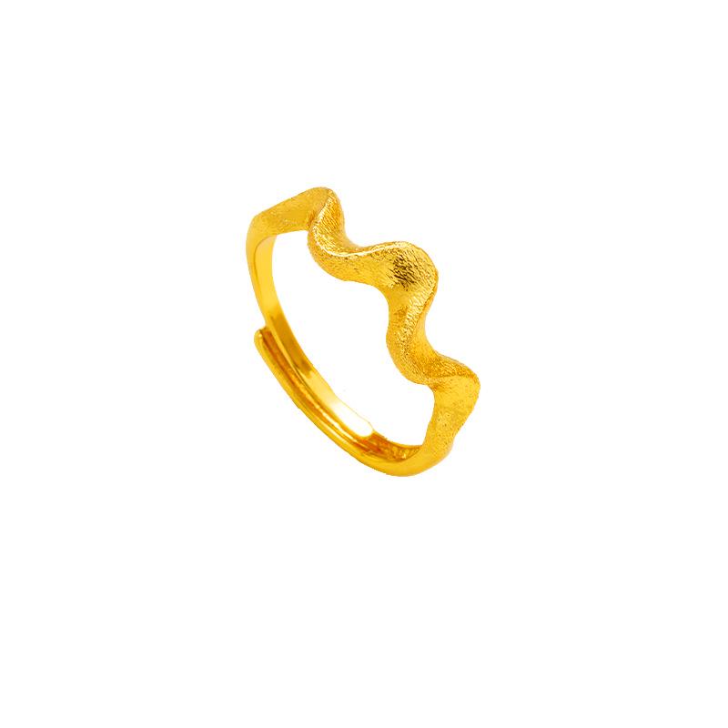 New Wave Openwork Retro Sand Gold Ring for Women - Imitation Gold Jewelry