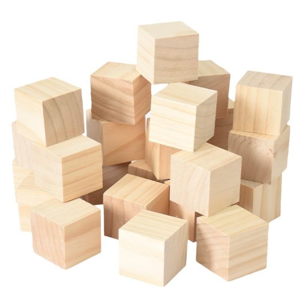 10pcs Unfinished Blank Wooden Cube Woodwork Craft Handmade Material Kids Toy Wooden Square Block