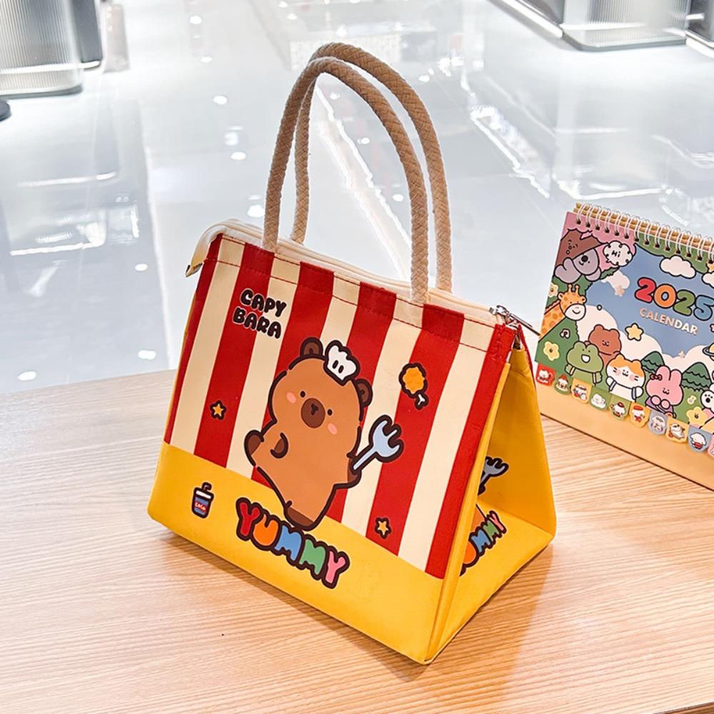 Kawaii Capybara Thermal Lunch Bag Insulated Portable Food Storage Bag Cartoon Lunch Box For Women Girl Kids