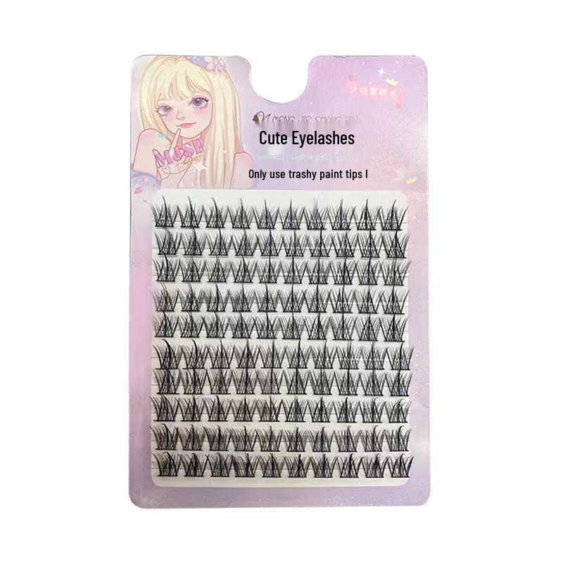 Exclusive Transparent Stem Fishtail Natural Single-Cluster False Eyelashes for Beginners