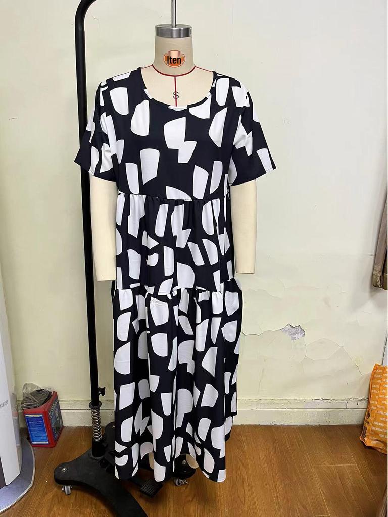 2023 Summer Pleated Floral Mid-Length Dress – Comfortable & Casual Loose Fit