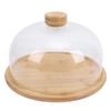 11 Inch Wood Cake Stand with Glass Dome Lid Covered Round Serving Platter Tray for Fruit Pies Cheese Deserts Appetizers