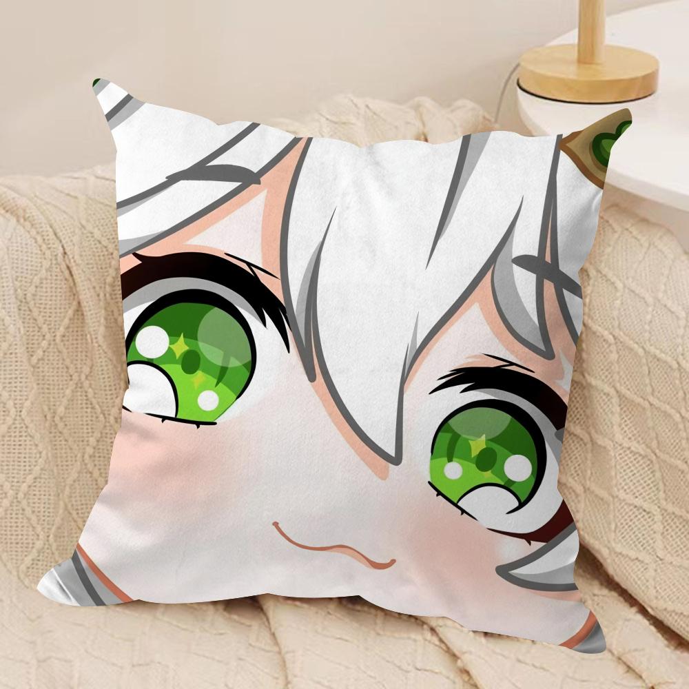 Nahida Cute Genshin Impact Cushion Cover Silky Short Plush Invisible Zipper Dustproof Sofa Pillow Case For Home Decor