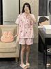 Internet Celebrity New Sweet Pink Love Bear Pajamas Women's Summer Short-sleeved Shorts Set Student Dormitory Casual Home