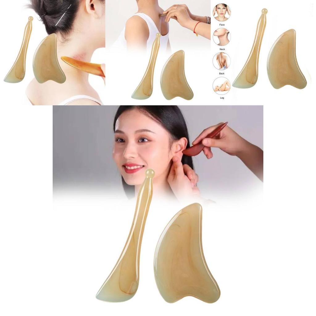 Premium Gua Sha Brett aus natürlichem Harz für Gesichts- und Halsmassage mit dickem Design