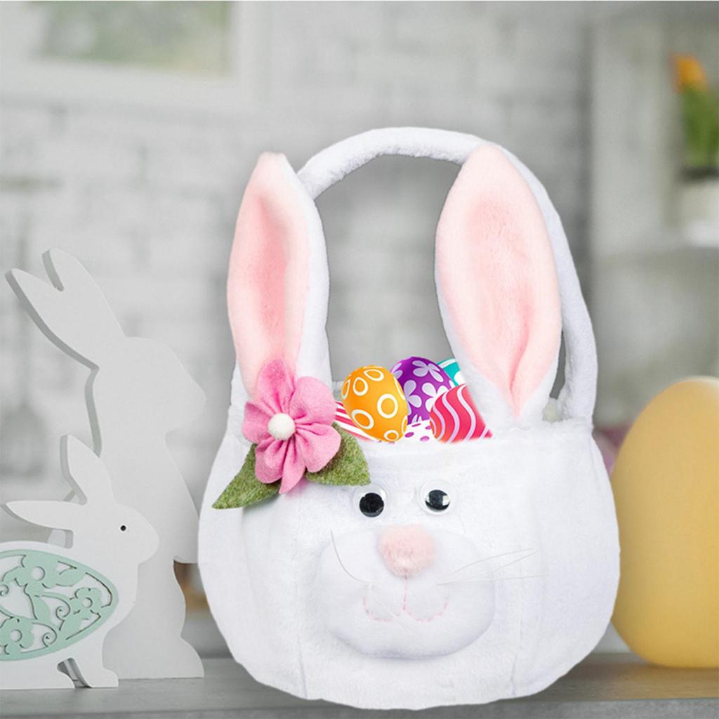 Small Easter Baskets Bunny Ears Egg Hunt Treat Bag With Handle Easter Bunny Basket Bags For Decorations Party Chocolates Holiday