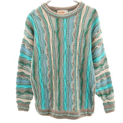 MULGA CLASSICS 90er Old Overall-Henkel Langarm-Pullover M 3D-Strick Herren Gebraucht