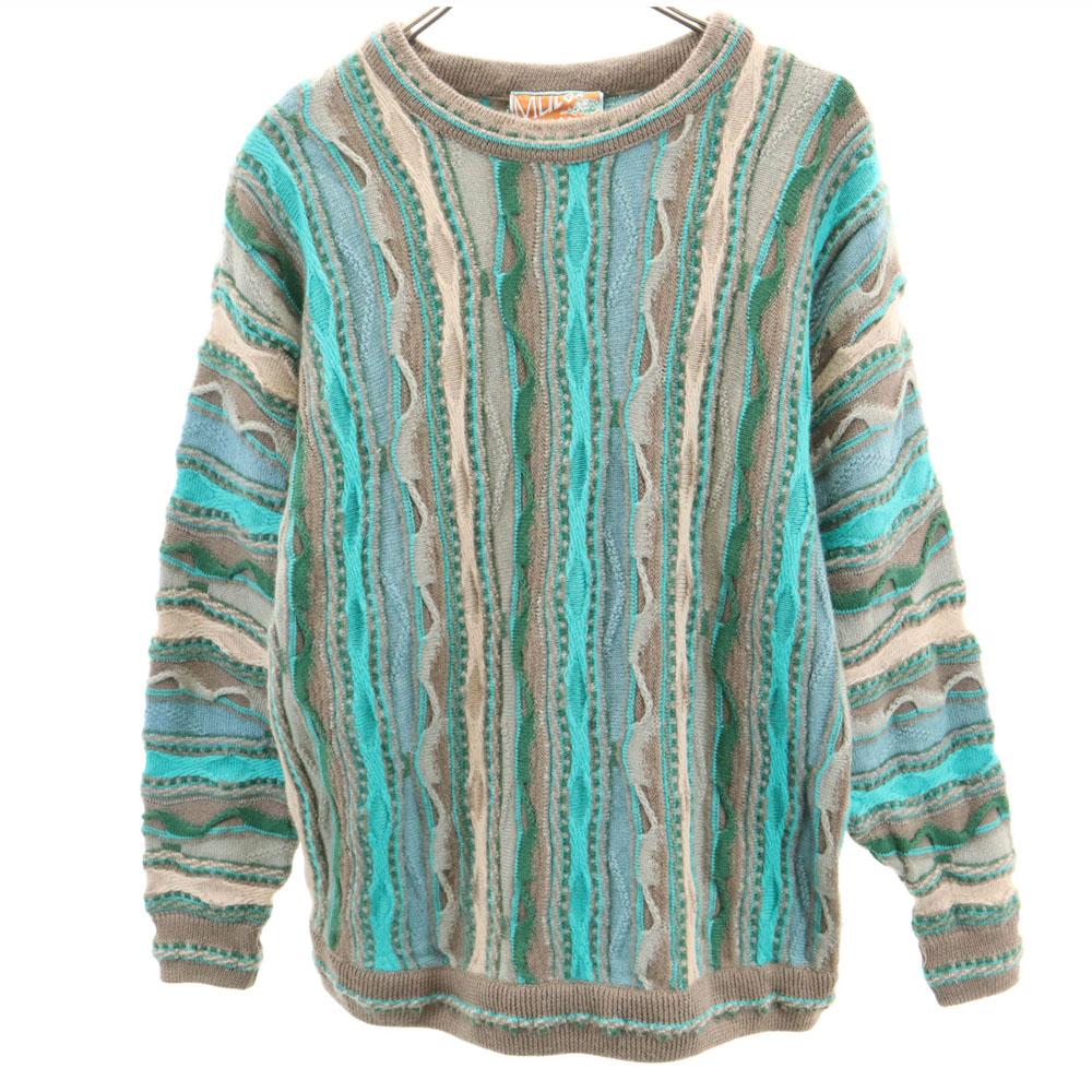 MULGA CLASSICS 90s Old Overall Handle Long Sleeve Sweater M 3D Knit Men's Used