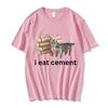 I Eat CeUnisext Low Poly Cat Funny Meme T Shirt Unisex Women Fashion Vintage Short Sleeve T Shirts High Quality Cotton Loose Tshirts