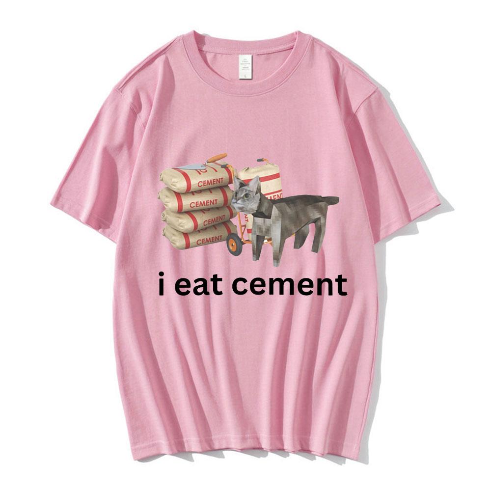 I Eat CeUnisext Low Poly Cat Funny Meme T Shirt Unisex Women Fashion Vintage Short Sleeve T Shirts High Quality Cotton Loose Tshirts