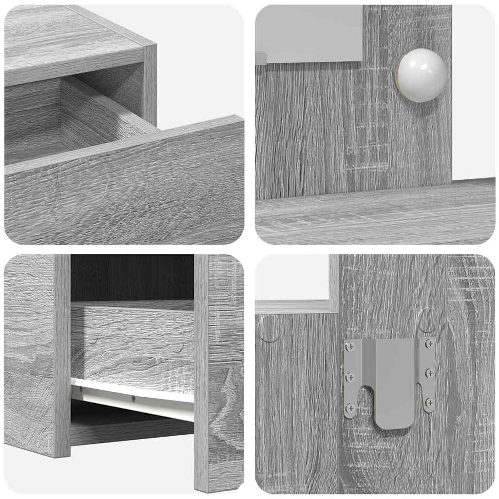 Makeup Table with Drawers Gray 100 x 40 x 70 cm Engineered Wood