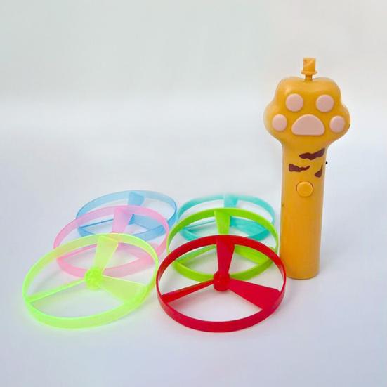 Cat Fetch Toy Rechargeable Flying Disc Launcher with 6 Flying Discs Interactive Cat Toy for Indoor Outdoor Play Hunting Instinct Stimulation