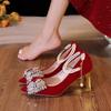 Fashion Red Wedding Shoes Women's 2025 New High Heels