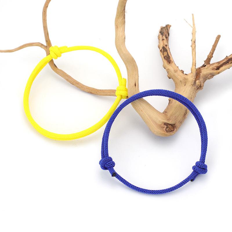 

2Pcs/Set Grade A 3mm Ethnic Cord Chain Bracelet Men Women Handmade Sliding Ukraine Flag Color Braslet Lucky Red Thread Braclet